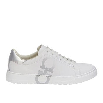 SALVATORE FERRAGAMO GANCINI SNEAKER WHITE-SILVER