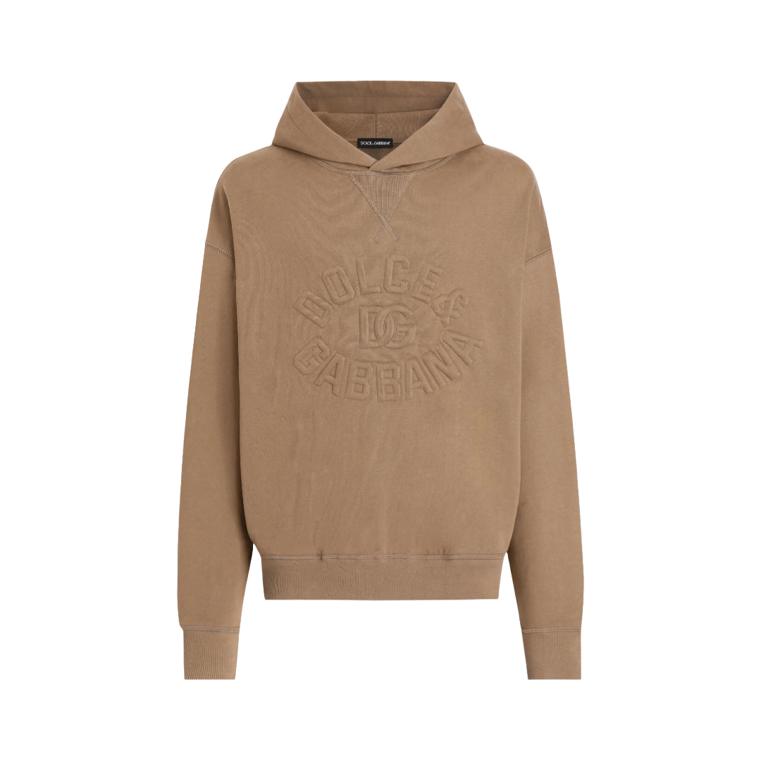 COTTON HODDIE WITH LOGO IN BROWN