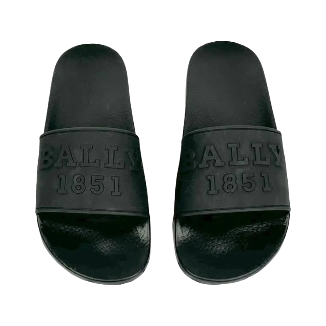 BALLY SLAIM RUBBER SLIDES BLACK