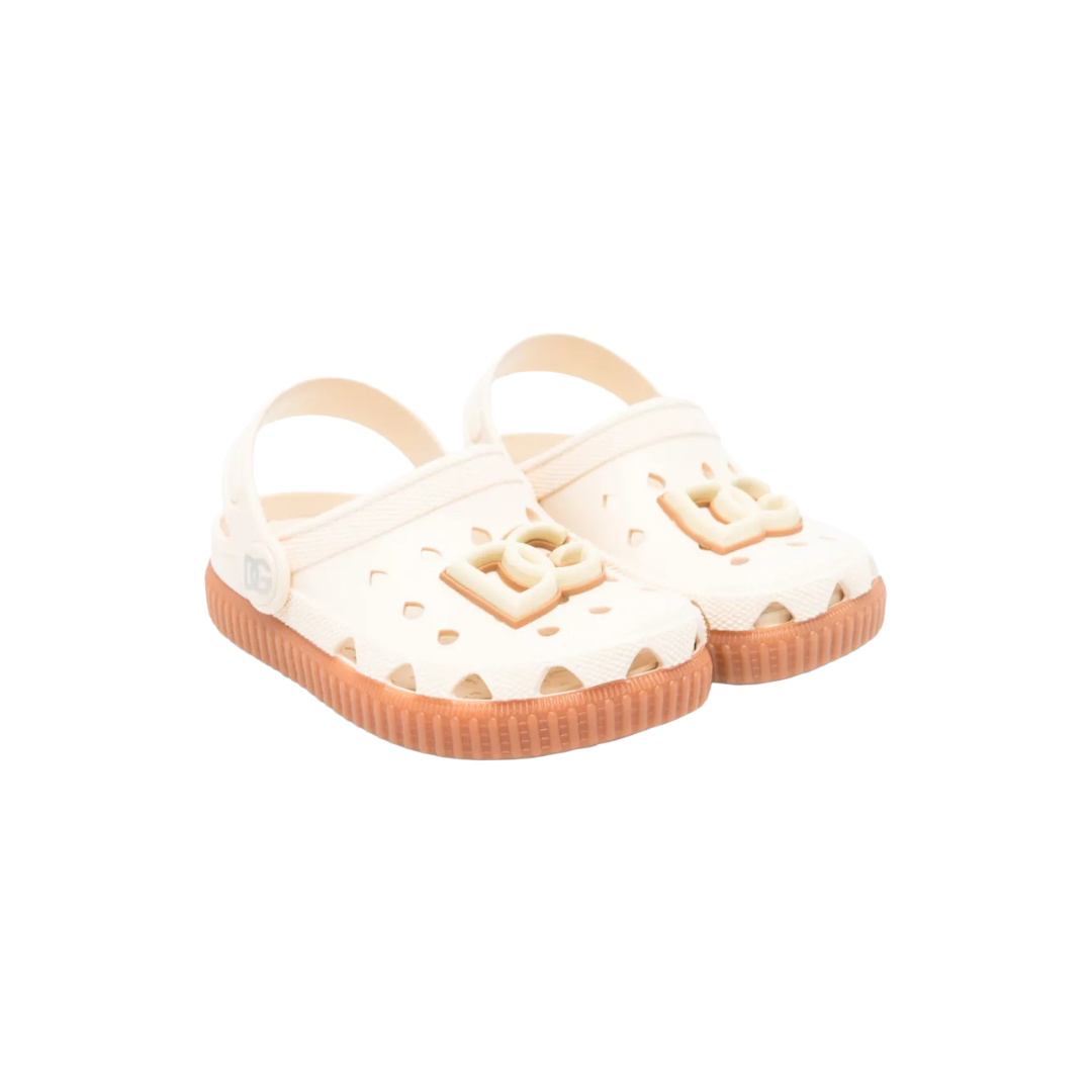 BEIGE RUBBER SLIP-ONS WITH DG LOGO