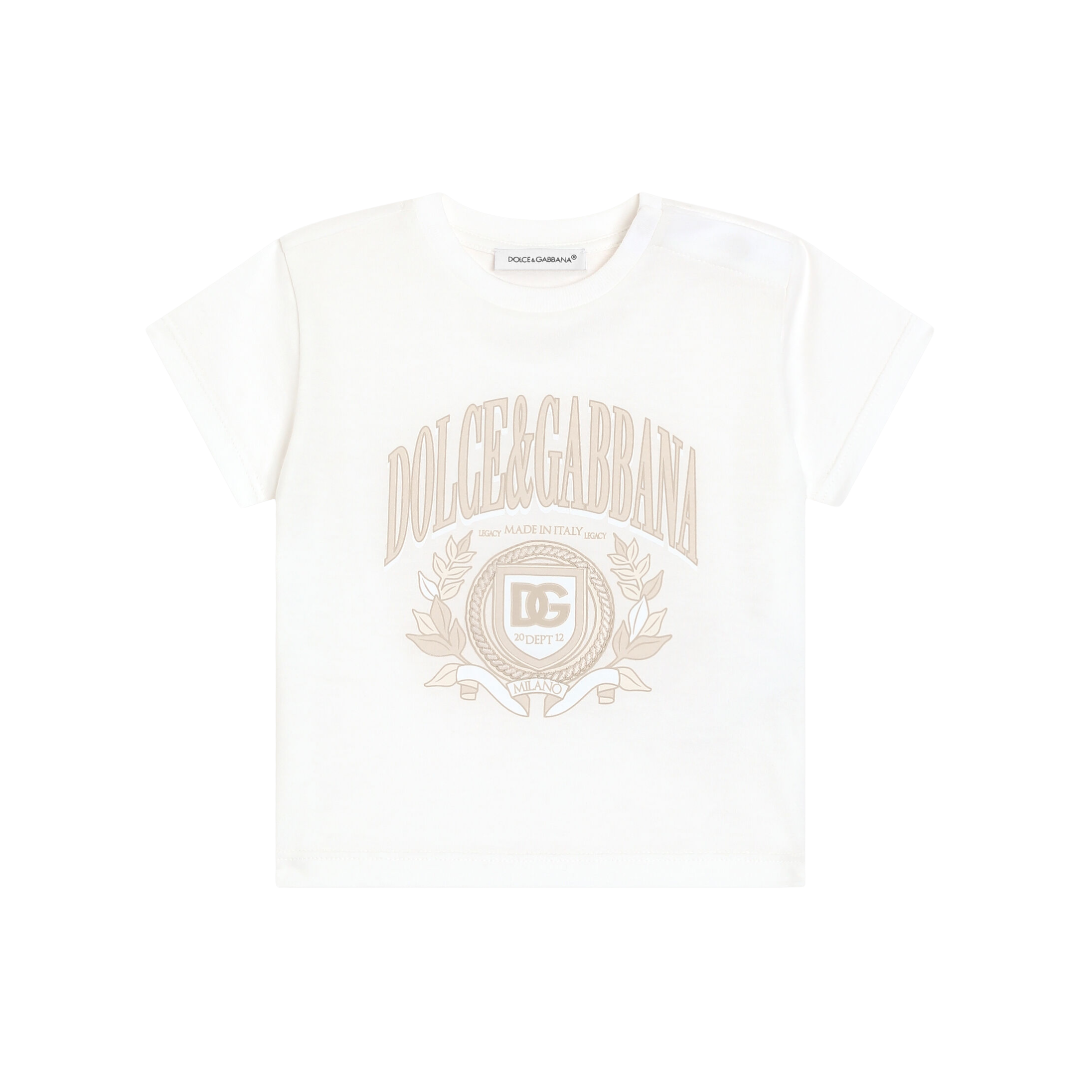 WHITE JERSEY T-SHIRT WITH DOLCE&GABBANA LOGO