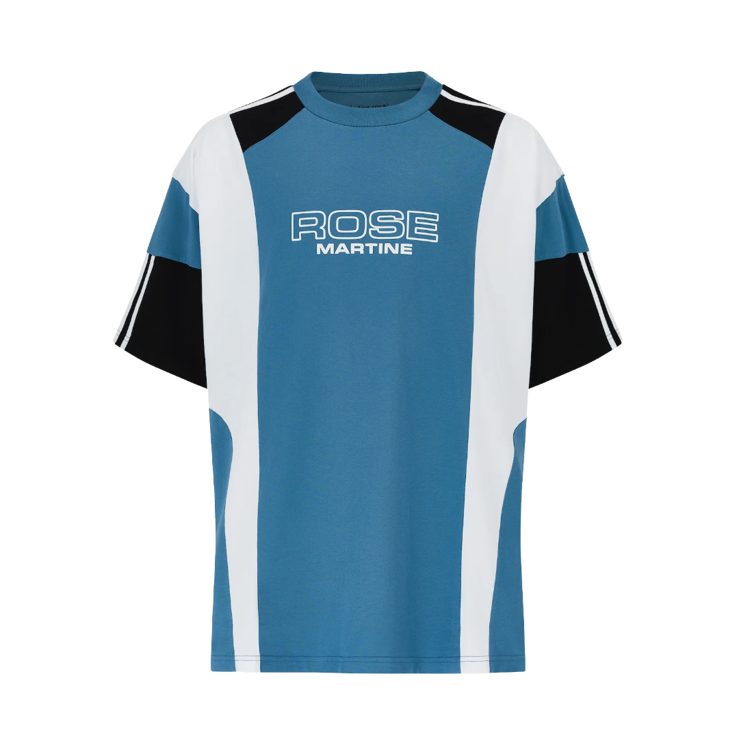 OVERSIZED PANELLED T-SHIRT IN BLUE